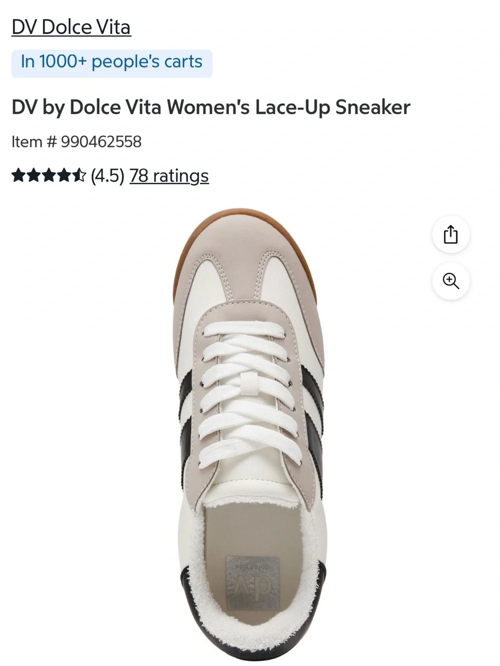 Dolce Vita White, Black & Tan Lace-Up Athletic Sneaker
